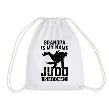 Judoka Grandpa - Grandpa is my name Judo is my gam - Drawstring Bag - white - Front
