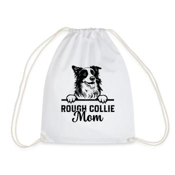 Rough Collie Mom Rough Collie Dog Lover Rough Coll - Drawstring Bag - white - Front
