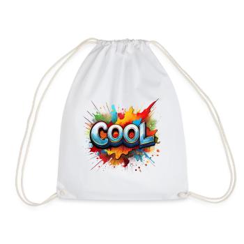 Vibrant Graffiti “COOL” Splash Design - Drawstring Bag - white - Front