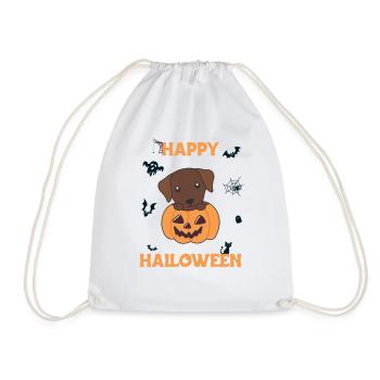 Labrador in Pumpkin Cute Dogs Happy Halloween - Drawstring Bag - white - Front