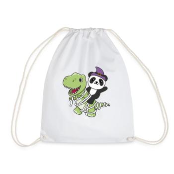 Panda Happy Halloween T-Rex Mummy Costume - Drawstring Bag - white - Front