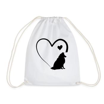 Rough Collie Heart Rough Collie Lover - Drawstring Bag - white - Front