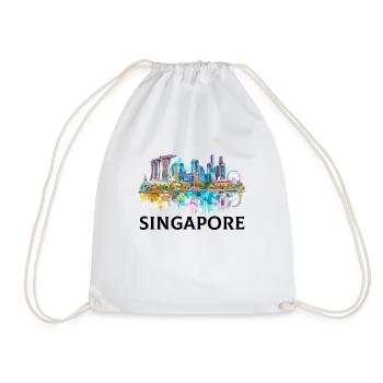 singapore skyline vintage, singapore - Turnbeutel - Weiß - Vorne