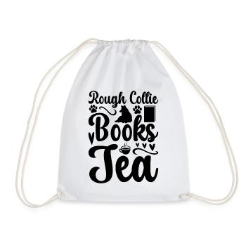 Rough Collie Books Tea - Rough Collie Dog Lover - Drawstring Bag - white - Front