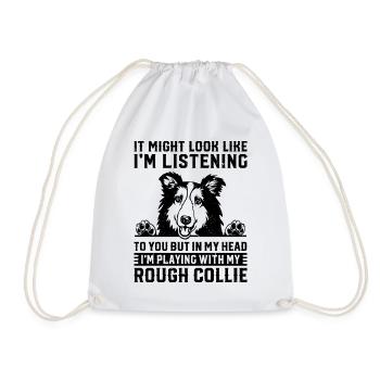 Mais dans ma tête, je joue avec mon Rough Collie - Sac de sport léger - blanc - Devant