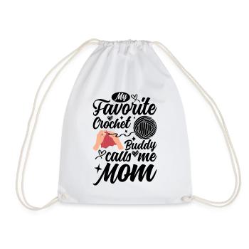 My Favorite Crochet Buddy calls me Mom Crocheting - Turnbeutel - Weiß - Vorne