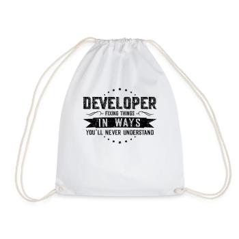 Developer Colleagues Gift Profession Saying Funny - Drawstring Bag - white - Front