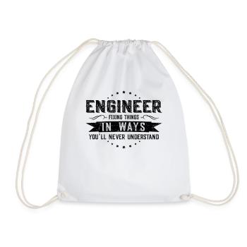 Engineer Colleagues Gift Profession Saying Funny - Drawstring Bag - white - Front
