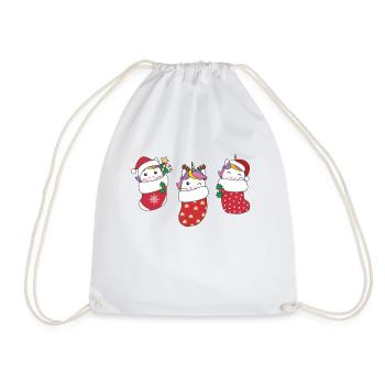 Mignons licornes en chaussettes de Noël pour Noël - Sac de sport léger - blanc - Devant