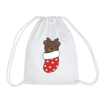 Ours mignons en chaussette de Noël pour ours de Noël - Sac de sport léger - blanc - Devant