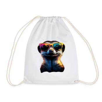 Erdmännchen Sonnenbrille Bunt Süßes Erdmännchen - Turnbeutel - Weiß - Vorne