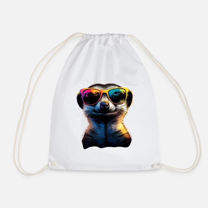 Erdmännchen Sonnenbrille Bunt Süßes Erdmännchen - Turnbeutel - Weiß