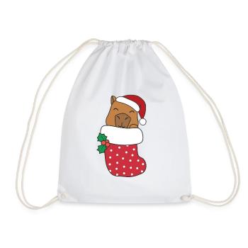 De mignons capybaras en chaussettes de Noël pour Noël - Sac de sport léger - blanc - Devant