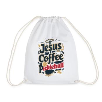 Jesus Kaffee Pickleball Christliche Enthusiast Kunst - Turnbeutel - Weiß - Vorne