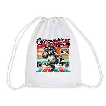 Groove is in My Nature Cool Raccoon Retro Music - Drawstring Bag - white - Front