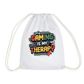 Zocken ist meine Therapie – Lustiges Gamer Design - Turnbeutel - Weiß - Vorne