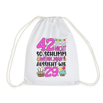 42nd birthday women 42 is not so bad - Drawstring Bag - white - Front
