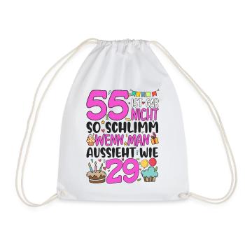 55th birthday women 55 is not so bad - Drawstring Bag - white - Front