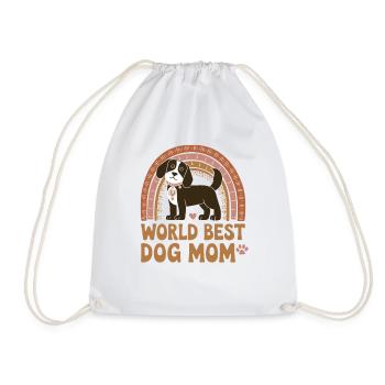 World's Best Dog Mom Loving Dog Mom Desisig - Drawstring Bag - white - Front