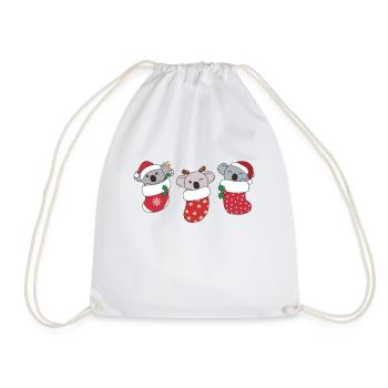 Mignon Koala en chaussette de Noël pour Koala de Noël - Sac de sport léger - blanc - Devant