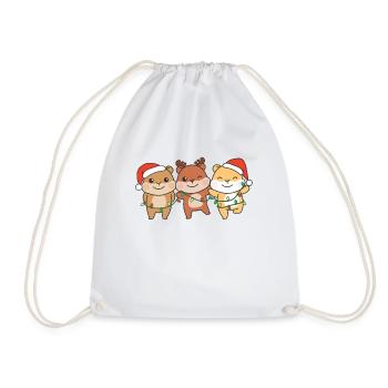 Hamster Christmas Winter Animals Hamster - Drawstring Bag - white - Front