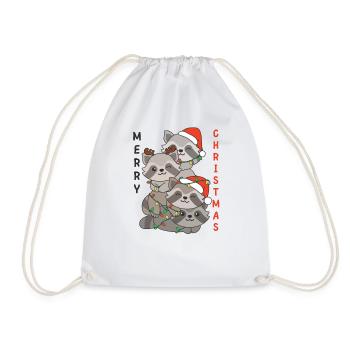 Raccoon Christmas Tree Christmas Raccoon - Drawstring Bag - white - Front