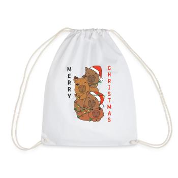 Capybara Arbre de Noël Animaux de Noël Capybaras - Sac de sport léger - blanc - Devant