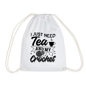 Crocheting Crochet Lover I just need tea and my cr - Drawstring Bag - white - Front