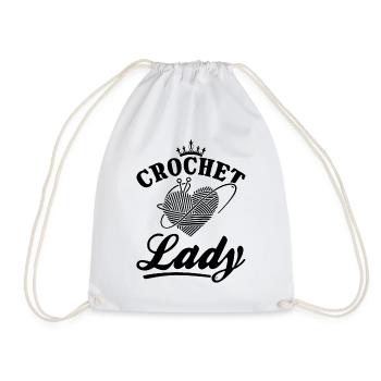 Crochet crochet Fille au crochet - Crochet Lady - Sac de sport léger - blanc - Devant
