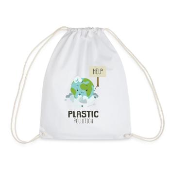 Help Stop Plastic Pollution Environmental Awareness - Drawstring Bag - white - Front
