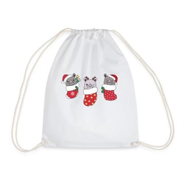 Rhinocéros mignons en chaussette de Noël pour Noël - Sac de sport léger - blanc - Devant