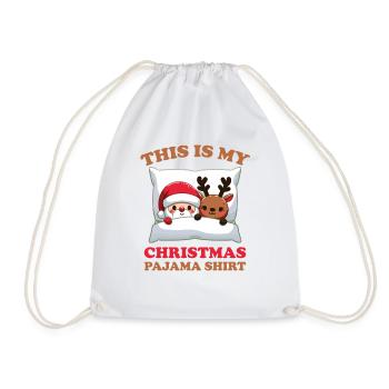 Santa Claus Reindeer Christmas Pajamas - Drawstring Bag - white - Front
