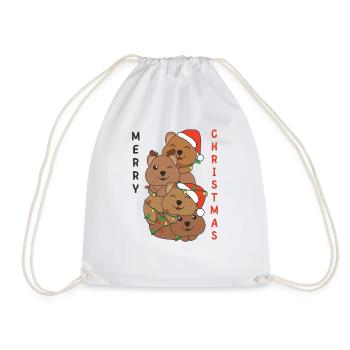 Quokka Weihnachtsbaum Weihnachts Tiere Quokkas - Turnbeutel - Weiß - Vorne