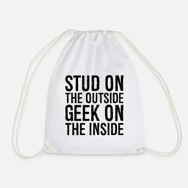 Ohrstecker außen, Geek auf der Innenseite - Turnbeutel - Weiß