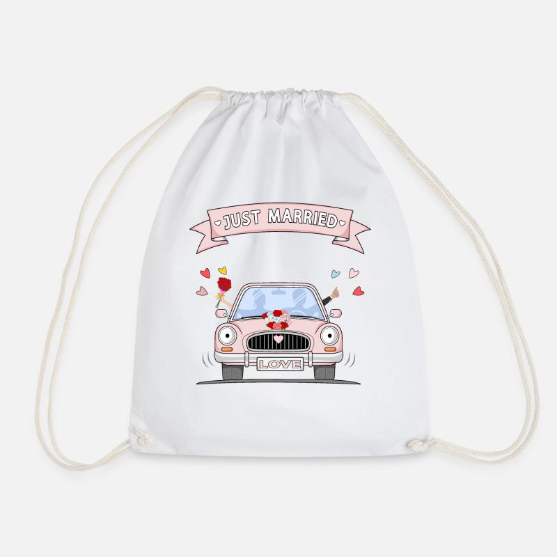 Just married Hochzeitsauto Rosa - Turnbeutel - Weiß