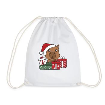 Capybara Weihnachten Geschenk Winter Tiere - Turnbeutel - Weiß - Vorne