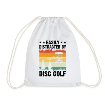Easily Distracted By Disc Golf - Disc Golf Player - Turnbeutel - Weiß - Vorne