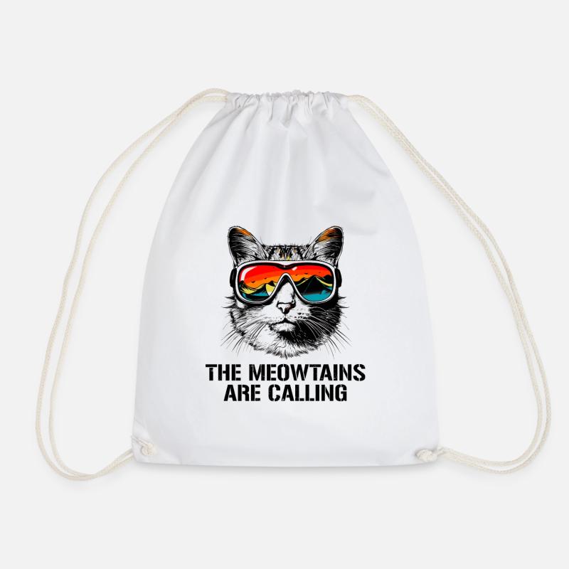 the meowtains are calling, funny skiing - Turnbeutel - Weiß