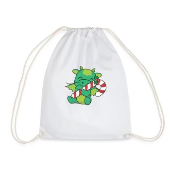 Dragon Noël canne à sucre dragon mignon - Sac de sport léger - blanc - Devant