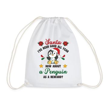 Ich will ein Pinguin zu Weihnachten süße Pinguine - Turnbeutel - Weiß - Vorne