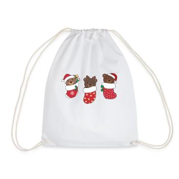 Ours mignons en chaussette de Noël pour ours de Noël - Sac de sport léger - blanc - Devant
