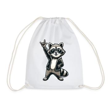 Waschbär mit Rock Pose Raccoon Rock Musik Musiker - Turnbeutel - Weiß - Vorne