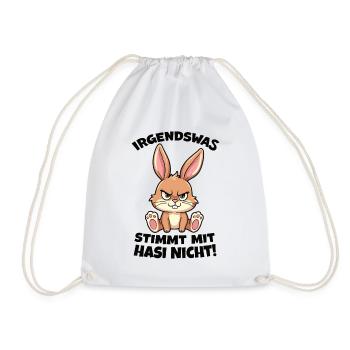 Irgendwas Stimmt Mit Hasi Nicht Böses Hasi - Turnbeutel - Weiß - Vorne