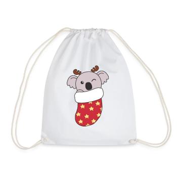 Mignon Koala en chaussette de Noël pour Koala de Noël - Sac de sport léger - blanc - Devant