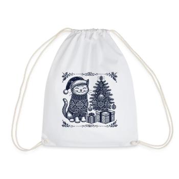 Drôle de chat Noël rétro vintage - Sac de sport léger - blanc - Devant