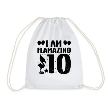 Je suis Flamazing 10 ans Flamingo Anniversaire - Sac de sport léger - blanc - Devant