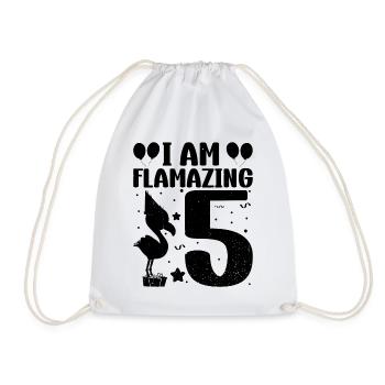 Je suis Flamazing 5 ans Flamingo Fête d’anniversaire - Sac de sport léger - blanc - Devant