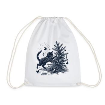Drôle de chat Noël rétro look vintage - Sac de sport léger - blanc - Devant