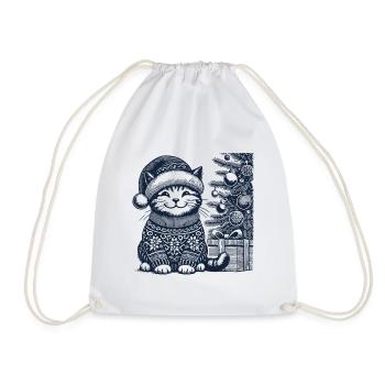Drôle de chat Noël style vintage rétro - Sac de sport léger - blanc - Devant
