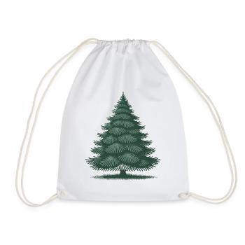 Festive Christmas tree illustration - Drawstring Bag - white - Front